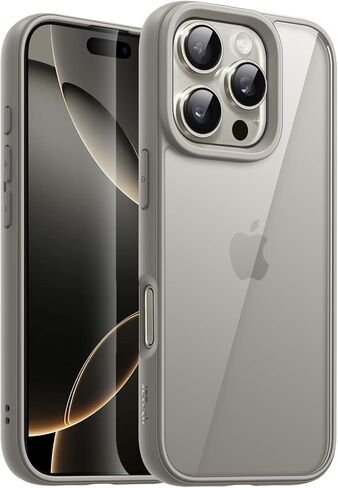 JETech Case for iPhone 16 Pro 6.3-Inch, Shockproof Phone Bumper Cover, Solid Color Matte TPU Frame, Anti-Scratch Clear Back (Black) in Saudi Arabia
