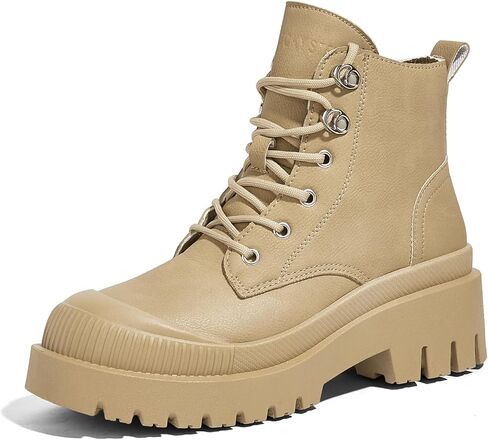 LUCKY STEP Women's Platform Ankle Boots Zipper Fashion Combat Thick Lug Sole Durable Chunky Wedge Booties Shoes in Saudi Arabia