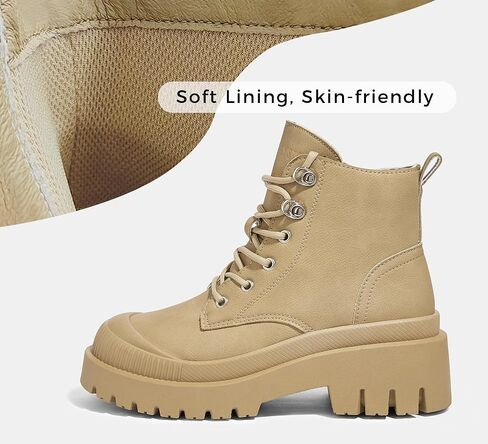 LUCKY STEP Women's Platform Ankle Boots Zipper Fashion Combat Thick Lug Sole Durable Chunky Wedge Booties Shoes in Saudi Arabia