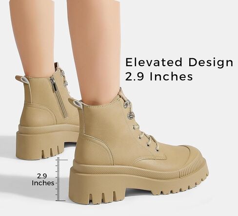 LUCKY STEP Women's Platform Ankle Boots Zipper Fashion Combat Thick Lug Sole Durable Chunky Wedge Booties Shoes in Saudi Arabia