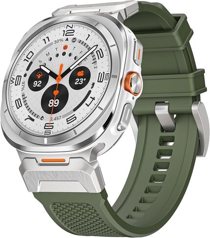 Rubber Band Compatible with Samsung Galaxy Watch 7 Ultra 47mm for Men, Wide Rugged Durable Silicone Strap with Stainless Steel Adapter in Saudi Arabia