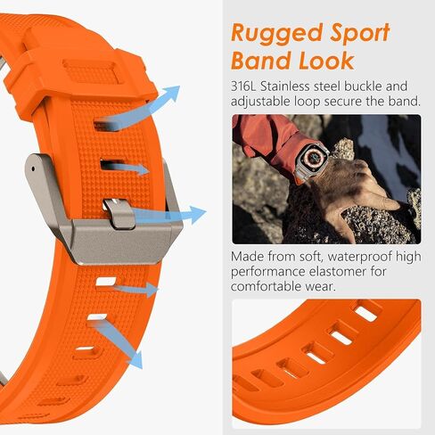 Rubber Band Compatible with Samsung Galaxy Watch 7 Ultra 47mm for Men, Wide Rugged Durable Silicone Strap with Stainless Steel Adapter in Saudi Arabia