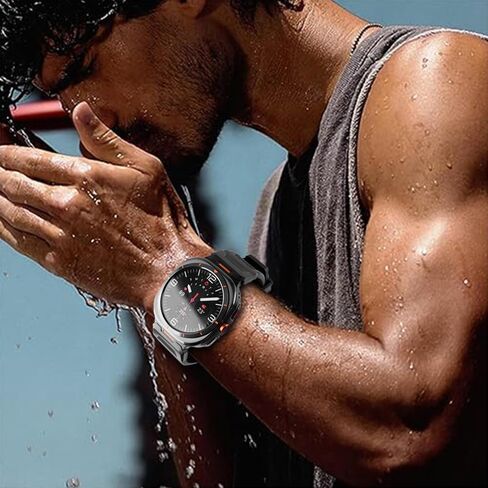 Rubber Band Compatible with Samsung Galaxy Watch 7 Ultra 47mm for Men, Wide Rugged Durable Silicone Strap with Stainless Steel Adapter in Saudi Arabia