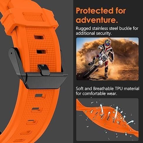 Rubber Band Compatible with Samsung Galaxy Watch 7 Ultra 47mm for Men, Wide Rugged Durable Silicone Strap with Stainless Steel Adapter in Saudi Arabia