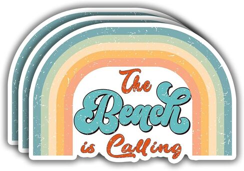 (3 قطع) ملصق The Beach is Calling ملصق مضحك لشاطئ المحيط وحياة المحيط لجهاز Kindle المحمول وزجاجة مياه للهاتف وقبعة صلبة من الفينيل - 3×2.1 بوصة in Saudi Arabia