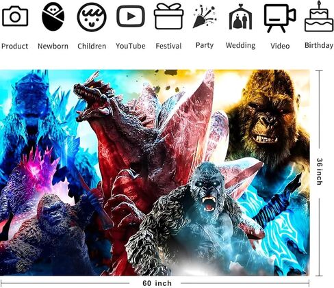 Monsters Background Birthday Decorations, Monsters Happy Birthday Banner Backdrop for Movie Theme Birthday Party Supplies (5x3ft) in Saudi Arabia