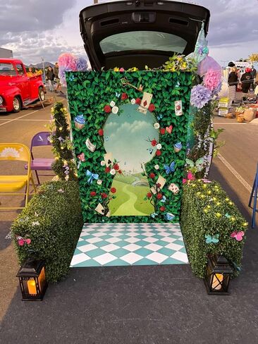 Wonderland Tea Party Backdrop Green Leaves Rose Photography Background Magic Hat Checkerboard Decorations Little Princess Girls Kid Birthday Photo Booth Prop (5X7FT(59x82inch)) in Saudi Arabia