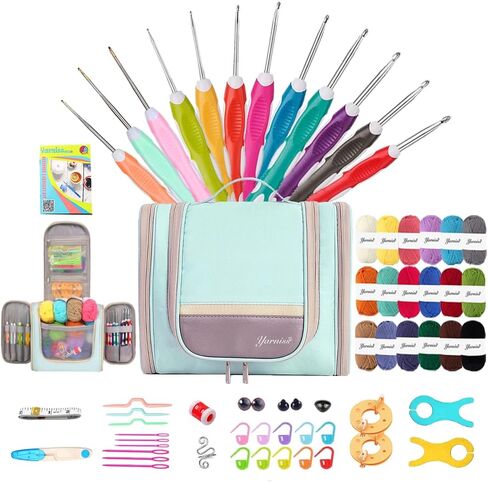 Yarniss Crochet Kits for Beginners, All in One Crochet Kits with 840 Yards Crochet Yarn, 10 Size Ergonomic Crochet Hooks 2.0mm~6.5mm in Saudi Arabia