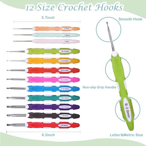 Yarniss Crochet Kits for Beginners, All in One Crochet Kits with 840 Yards Crochet Yarn, 10 Size Ergonomic Crochet Hooks 2.0mm~6.5mm in Saudi Arabia