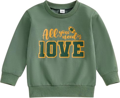 Gueuusu للجنسين طفل صبي فتاة لكرة القدم الزي كل ما تحتاجه هو الحب البلوز المتضخم Crewneck خطابات مضحك كنزة قطيفة in Saudi Arabia