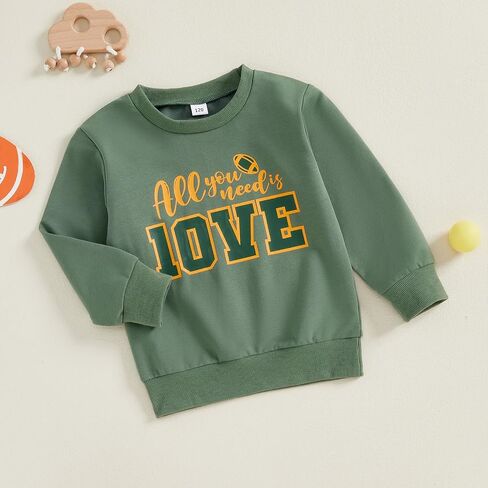 Gueuusu للجنسين طفل صبي فتاة لكرة القدم الزي كل ما تحتاجه هو الحب البلوز المتضخم Crewneck خطابات مضحك كنزة قطيفة in Saudi Arabia