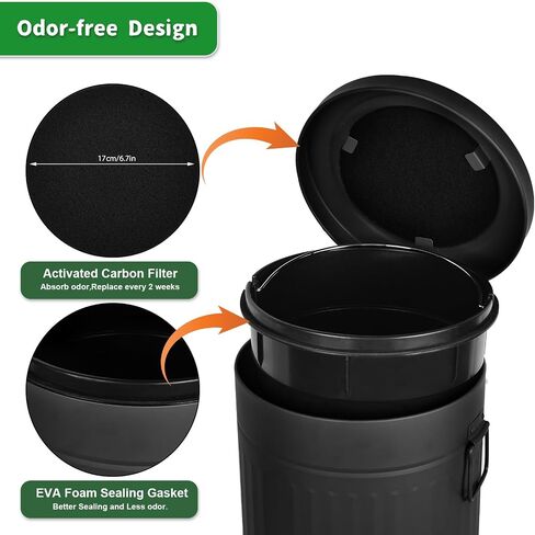 Mounting UP Dog Poop Trash Can for Outdoors Dog Waste Station with Lid Hands-Free Pedal 3.1 Gallon Container Garden Home Yard Kitchen with 200PCS Plastic Trash Bags & 12 Activated Carbon Filter T-Y-G in Saudi Arabia