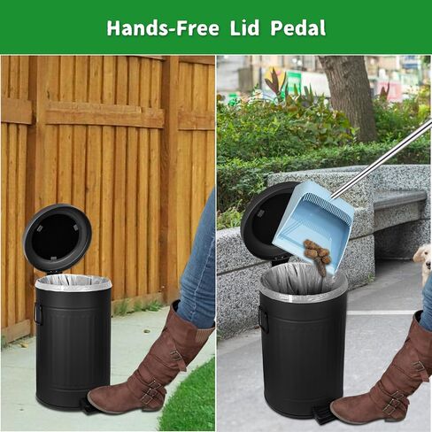 Mounting UP Dog Poop Trash Can for Outdoors Dog Waste Station with Lid Hands-Free Pedal 3.1 Gallon Container Garden Home Yard Kitchen with 200PCS Plastic Trash Bags & 12 Activated Carbon Filter T-Y-G in Saudi Arabia