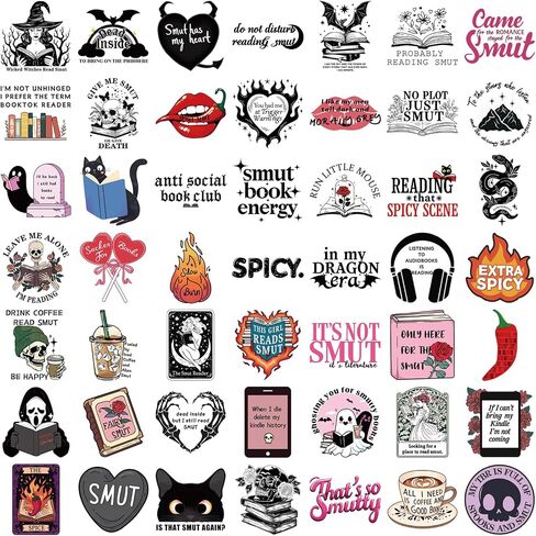 50 قطعة من ملصقات الكتب المدخنة للكبار من كيندل، حافظة كتب رومانسية داكنة لقراءة الكتب، ملصق زجاجة مياه، هدية عاشق حار، جمالية مضحكة، وردي اللون، ديكور للهاتف المحمول (Bookish) in Kuwait