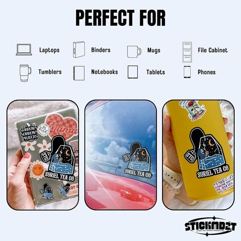 (3Pcs) ACOTAR Suriel Tea co Teabag Stickers, Spill The Tea Bookish Book Lover Acotar Sticker 2" Waterproof Vinyl Sticker Kindle Laptop, Water Bottles, Phone Merchandise Decor Decal Gifts 2 Inches in Saudi Arabia