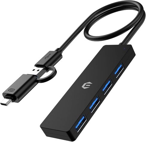 4 in 1 USB Hub, oditton USB 3.0 Hub 5Gbps with USB C Dock, Slim USB Splitter Adapter for Mac, iMac Pro, Mac Mini/Pro, Surface Pro, Dell, HP in Kuwait