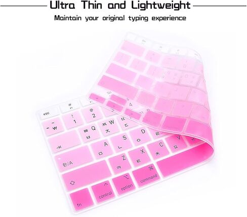 HRH Korean Language Keyboard Cover Skin,Silicone Keyboard Cover Protector for MacBook Air 13 Inch 2020 with Touch ID (MODLE A2179 and A2337 M1 Chip, US Layout)-Ombre Pink in Kuwait