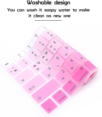 HRH Korean Language Keyboard Cover Skin,Silicone Keyboard Cover Protector for MacBook Air 13 Inch 2020 with Touch ID (MODLE A2179 and A2337 M1 Chip, US Layout)-Ombre Pink in Kuwait