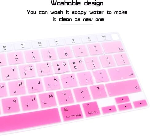 HRH Korean Language Keyboard Cover Skin,Silicone Keyboard Cover Protector for MacBook Air 13 Inch 2020 with Touch ID (MODLE A2179 and A2337 M1 Chip, US Layout)-Ombre Pink in Kuwait