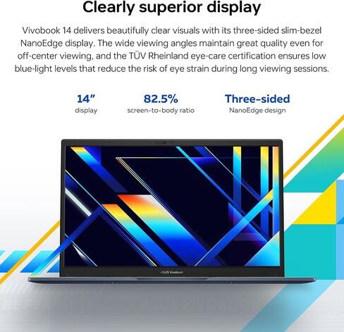 ASUS Vivobook Daily Portability Laptop, 14" FHD 1920 * 1080, Intel Core i3-1215U, 16GB RAM, 1TB PCIe M.2 SSD, with External 512GB Storage, HDMI, Wi-Fi 6, Windows 11 Home, Blue in Saudi Arabia
