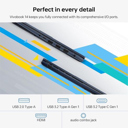 ASUS Vivobook Daily Portability Laptop, 14" FHD 1920 * 1080, Intel Core i3-1215U, 16GB RAM, 1TB PCIe M.2 SSD, with External 512GB Storage, HDMI, Wi-Fi 6, Windows 11 Home, Blue in Saudi Arabia