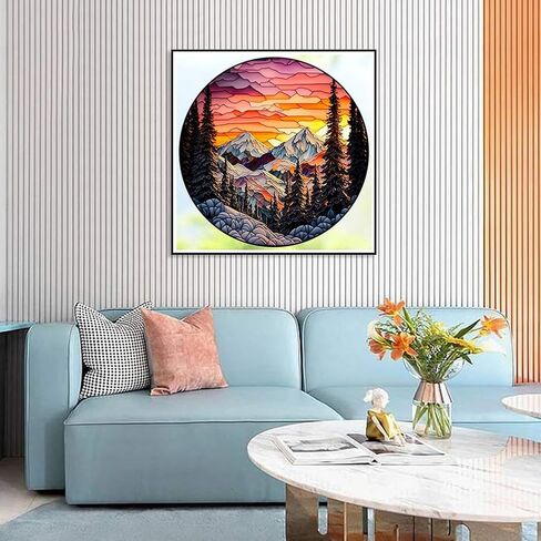 مجموعات الرسم الماسي للبالغين، مجموعات فنية ماسية خماسية الأبعاد للمبتدئين، مجموعات طلاء ماسية كاملة الحفر لديكور جدار المنزل، المنزل، 12 × 12 بوصة in Kuwait