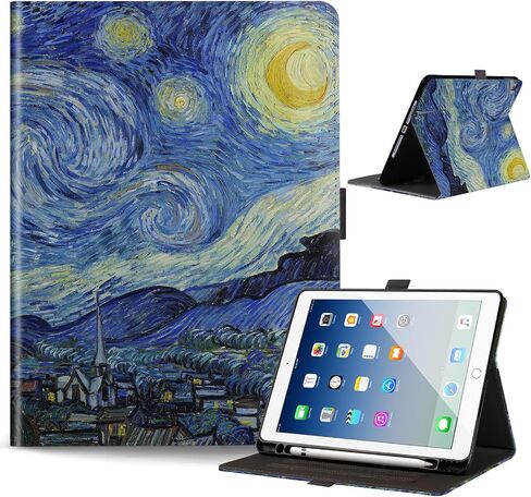 Case for iPad 9/8/7 Generation 10.2 Inch with Pencil Holder, Multi Angle Viewing, Folio Cases for Apple iPad 8th/7th/9th Gen, Starry Night in Saudi Arabia