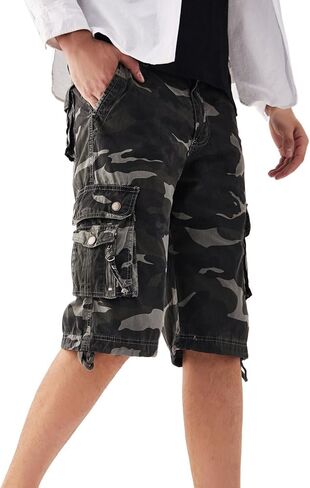 Men Cargo Shorts Classic Casual Cotton Relaxed Fit Pants with 8 Pockets for Summer Work Hiking Fishing Cargo Short… in Saudi Arabia