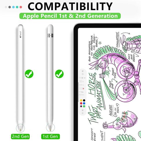 Boben 5 Pack Clear Pencil Tips for Apple Pencil 2nd Generation and 1st Generation Fine Point Metal Tip, Wear-Resistant & Precise Control Pen (Black+ Clear + Pink + Blue + Green) in Saudi Arabia
