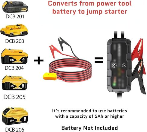 Beleeb Jumper Cables for Car with Adapter for DEWALT 20V Batteries, 8AWG 4.92FT Auto Booster Cable for Jump Starting Car Using Tool Battery in Saudi Arabia