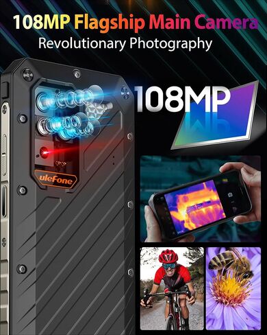 Ulefone Armor 18T Ultra 5G Rugged Phone Unlocked, Thermal Imaging Camera 24+512GB Dimensity 7050 108MP Camera 9600mAh/66W Flash Charging, 6.58" 120Hz NFC Android 14 Rugged Smartphone IR Blaster QI 15W in Saudi Arabia