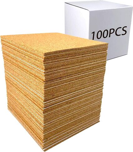 100 Pack Self-Adhesive Cork Round 3.75" Backing Sheets with Adhesive Backing Cork ， for DIY Crafts、Drawing Board, Festive Hand-Cut Paper， Bottom Protection for Various Types of Coasters in Saudi Arabia