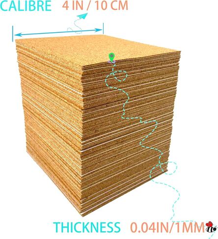 100 Pack Self-Adhesive Cork Round 3.75" Backing Sheets with Adhesive Backing Cork ， for DIY Crafts、Drawing Board, Festive Hand-Cut Paper， Bottom Protection for Various Types of Coasters in Saudi Arabia