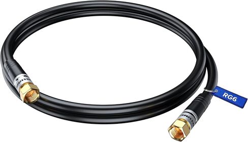 RG6 COAXIAL Cable with 90-Degree Angled Connector - 20ft / White - Triple Shielded, Non-Oxygen Copper Cable Wire for TV, Internet & More - Flexible Coax Cable Cord in Saudi Arabia