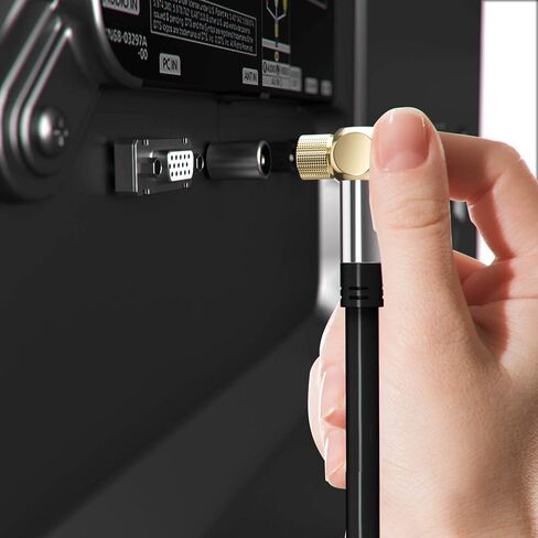 RG6 COAXIAL Cable with 90-Degree Angled Connector - 20ft / White - Triple Shielded, Non-Oxygen Copper Cable Wire for TV, Internet & More - Flexible Coax Cable Cord in Saudi Arabia