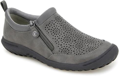 JBU Women's Avry Perforated Slip on Flat Comfort Casual Side Zipper Dress Shoe in Saudi Arabia