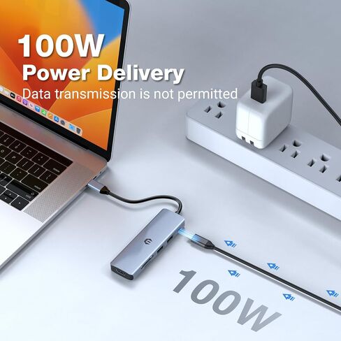 USB Hub, 6 in 1 USB C HUB, USB Splitter with 4K HDMI, Type C PD 100W, 2 x USB 3.0, and SD/TF Card Reader for Laptop, Ultra-Slim Multi USB Adapter for Versatile Usage in Saudi Arabia
