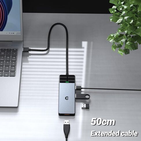 4in 1 USB Hub, USB 3.2 Hub, USB Splitter Multiport Adapter 10Gbps Data Hub with 1.6ft/50cm Extended Cable for MacBook Air/Pro, iMac, Dell, HP, Surface Pro, Tesla Model 3, Mobile HDD in Kuwait