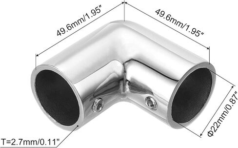 uxcell Boat Handrail Fitting, 2-Way Elbow Pipe Connector Marine Grade 316 Stainless Steel Pipe Fitting Connector 4mm for 1-3/16inch OD Tube Shelves Display Racks in Saudi Arabia
