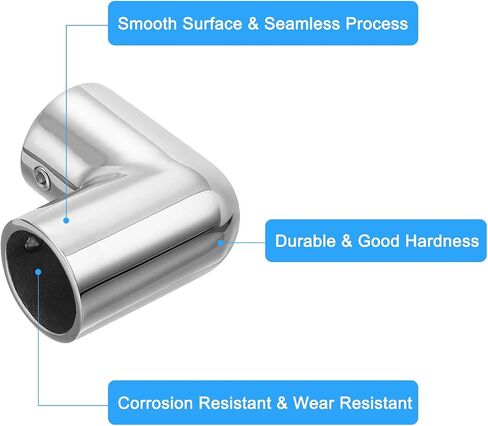 uxcell Boat Handrail Fitting, 2-Way Elbow Pipe Connector Marine Grade 316 Stainless Steel Pipe Fitting Connector 4mm for 1-3/16inch OD Tube Shelves Display Racks in Saudi Arabia