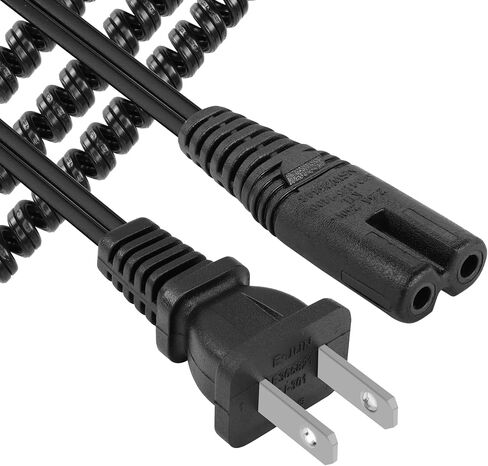 GINTOOYUN AC 2 Prong C8 Power Cord,Standard 2 Slot coiled power cord 6.5 FT for TV Printer Monitor Replacement Power Cord in Saudi Arabia