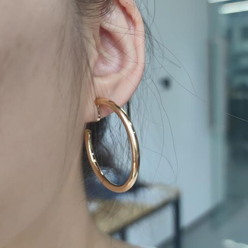 AOLIMI Gold Clip on Hoop Earrings for Women Chunky Hypoallergenic Hoop Earrings Non Pierced Ears Hoops Gift in Saudi Arabia