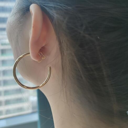 AOLIMI Gold Clip on Hoop Earrings for Women Chunky Hypoallergenic Hoop Earrings Non Pierced Ears Hoops Gift in Saudi Arabia