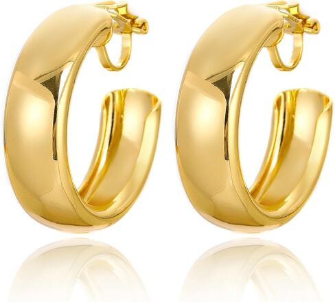 AOLIMI Gold Clip on Hoop Earrings for Women Chunky Hypoallergenic Hoop Earrings Non Pierced Ears Hoops Gift in Saudi Arabia