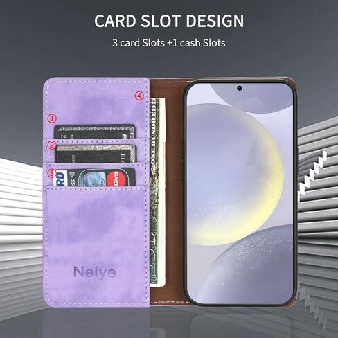متوافق مع حافظة محفظة Samsung Galaxy S24 Plus مع فتحات بطاقة RFID وإغلاق مغناطيسي واقٍ من جلد البولي يوريثان وغطاء هاتف لهاتف Galaxy S24+ (6.7 بوصة - لافندر) in Kuwait