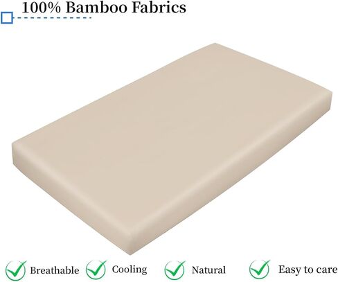 Crib Fitted Sheet Bamboo Viscose Crib Sheet 52"x28"+8" for Standard Crib and Toddler Mattresses - Deep Pocket, Ultra Soft, Breathable, for Baby Boys and Girls (Beige,1 PC) in Saudi Arabia