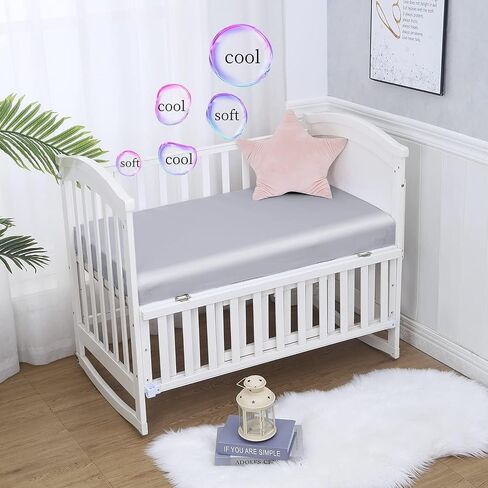 Crib Fitted Sheet Bamboo Viscose Crib Sheet 52"x28"+8" for Standard Crib and Toddler Mattresses - Deep Pocket, Ultra Soft, Breathable, for Baby Boys and Girls (Beige,1 PC) in Saudi Arabia