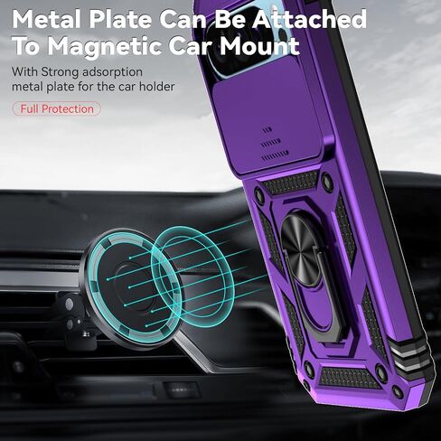 for Google Pixel 9 / Pixel 9 Pro Case with Slide Camera Cover HD Screen Protector [Military Grade Drop Tested] Magnetic Ring Holder Kickstand Protective Phone Case for Google Pixel 9/9 Pro, Black in Saudi Arabia