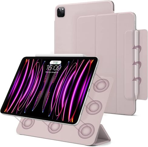 حافظة مغناطيسية لجهاز iPad Pro 11 بوصة الجيل الرابع/الثالث / الجيل الثاني (2022/2021/2020)، حافظة ذكية نحيفة، حافظة حامل ثلاثية الطي خفيفة الوزن، خاصية النوم/الاستيقاظ التلقائي، تدعم الجيل الثاني من شحن قلم Apple (أبيض) in Kuwait