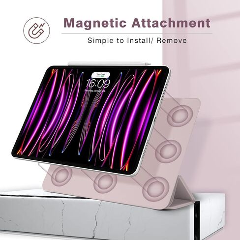 حافظة مغناطيسية لجهاز iPad Pro 11 بوصة الجيل الرابع/الثالث / الجيل الثاني (2022/2021/2020)، حافظة ذكية نحيفة، حافظة حامل ثلاثية الطي خفيفة الوزن، خاصية النوم/الاستيقاظ التلقائي، تدعم الجيل الثاني من شحن قلم Apple (أبيض) in Kuwait